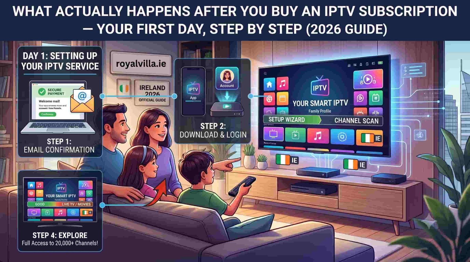 What happens after you buy an IPTV subscription 2026 step by step first day setup guide by RoyalVilla.ie