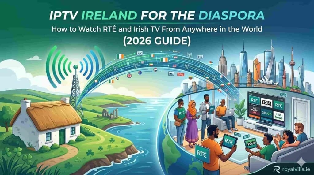 IPTV Ireland abroad 2026 letting Irish expats watch RTÉ and Irish TV from anywhere in the world by RoyalVilla.ie